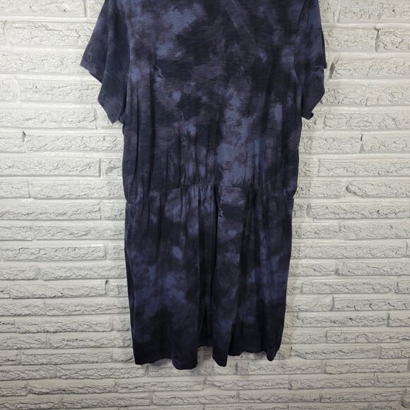 Old Navy Womens Dress XXL Tall Plus Short Sleeve Blue Black Tie Dye TIE16XE - Picture 8 of 11
